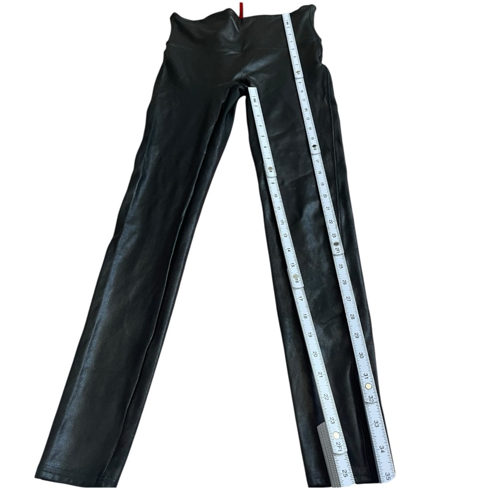SPANX Faux Leather Leggings Black Pull On Skinny Shaping Pants M - Picture 3 of 9